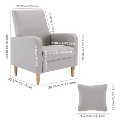 Faux-Shearling Accent Chair with Pillow, Modern Comfy Armchair with Ergonomic Backrest and Padded Armrests