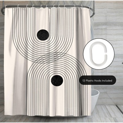 Black and White Geometric Polyester Shower Curtain