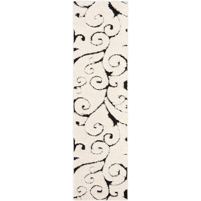 2'3"x9' Runner Swirl Loomed Rug Ivory/Black - Safavieh