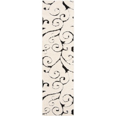 2'2"x8' Runner Swirl Loomed Rug Ivory/Black - Safavieh