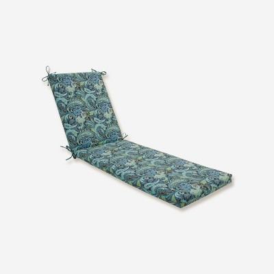 Indoor/Outdoor Pretty Paisley Navy Chaise Lounge Cushion - Pillow Perfect: Weather & Fade-Resistant, Ties, Polyester Fill