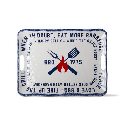 tagltd Eat More Bbq Melamine Serving Tray Bpa Free And Shatterproof Serving Plate