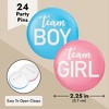 Juvale 24 Pack Gender Reveal Pins for Party Supplies, Blue and Pink Team Boy Team Girl Buttons, 2.25 In - 4 of 4