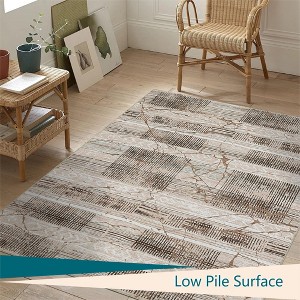 Machine-washable area rug. Vintage style with bohemian marble pattern, ultra-thin design. For living rooms, bedrooms, dining rooms, playrooms - 1 of 4