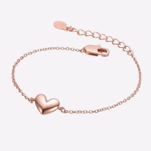 Guili Minimalist Heart Charm Chain Bracelet in White, Gold, or Rose Gold – Dainty, Versatile Accessory for Layering or Adding Romance. - 1 of 3