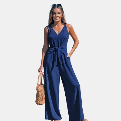 thumbnail image 2 of Women's Overalls TACSTRUN Women's Denim Cargo Jumpsuit Short Sleeve Stretch Slim Jean Jumpsuit Rompers 2 of 12