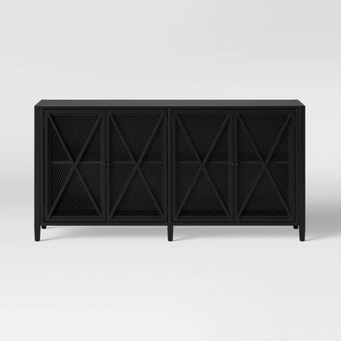 Fairmont Metal Media Stand With Storage Black Threshold