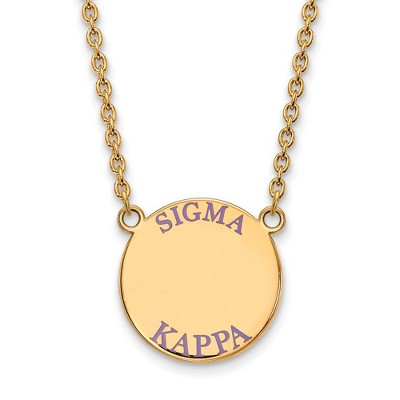 Black Bow Jewelry 14k Yellow Gold Plated Sterling Silver Sigma Kappa Greek Life Necklace 18 Inch
