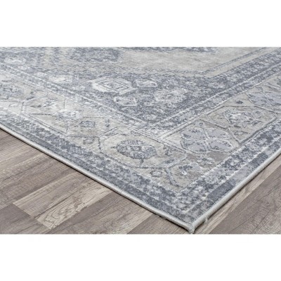 Gray Floral Synthetic 5' x 7' Area Rug