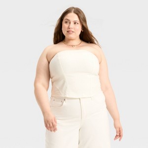 Women's Denim Corset Tube Top - Universal Thread™ - 1 of 3