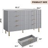 Modern Sideboard with Fluted 8 Deep Drawers & Metal Legs, Wooden Dresser Organizer, Side Table for Bedroom Living Room Hallway Kids Room - 2 of 4
