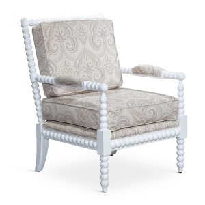 Hardwood Upholstered Spindle Accent Chair with Padded Armrests and Plush Cushions for Living Room - 1 of 4