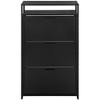 eHemco 3-Door Shoe Cabinet with Shelf, Modern Storage Organizer, Black Metal Frame, 3 Flip Drawers - 3 of 4