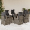 vidaXL 7 Piece Patio Dining Set with Cushions Gray Poly Rattan - Without footrest 6 - 2 of 4