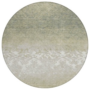 HomeRoots 8' Beige And Taupe Round Damask Washable Indoor Outdoor Area Rug - 1 of 4