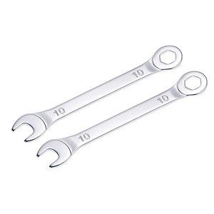 Unique Bargains High Carbon Steel Metric Offset 6-Point End and Angled Open-End Thin Combination Wrenches 2 Pcs - 1 of 4