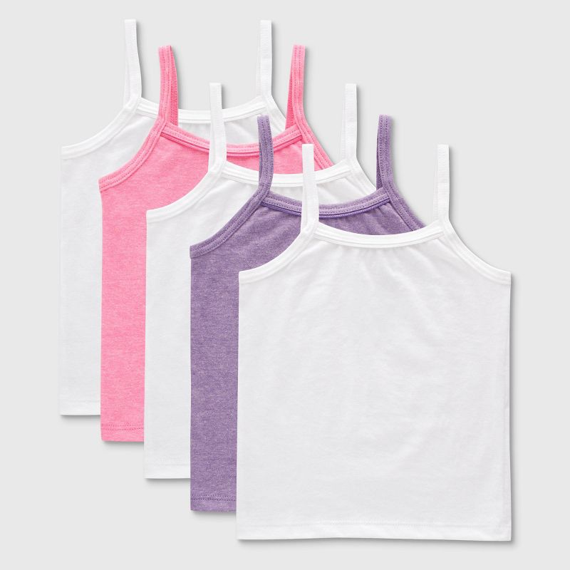 Hanes Toddler Girls' 5pk Camisole - White/Pink/Purple, 1 of 6