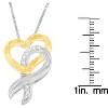 Haus of Brilliance 10K Yellow Gold and Silver 1/20 cttw Diamond Ribbon-Heart Pendant Necklace - 4 of 4