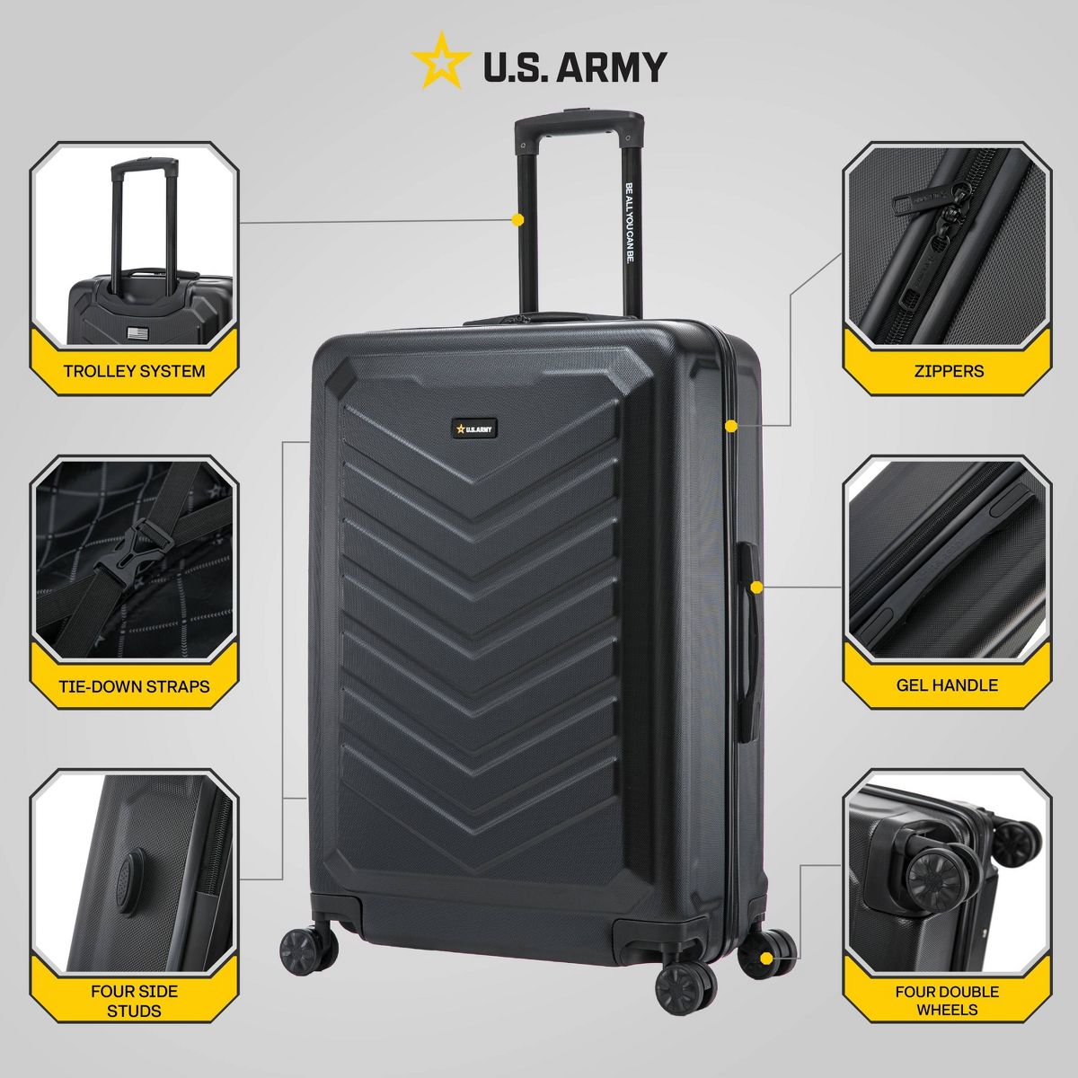 U.S. Army FOX 28" Large Checked Hardside Suitcase - thumbnail 3