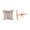 Silver Diamond Accented Four Pointed Star Shaped Halo-Style Stud Earrings - 2 of 4