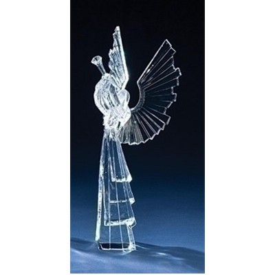 Roman 10" Icy Crystal Christmas Angel Figure Holding a Trumpet