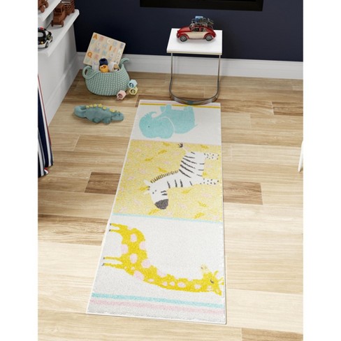 Unique Loom Whimsy Kids - Tappeto per bambini, motivo: animali, rotondo, 5 ' 7,6 x 5' 7,6 cm, avorio/nero
