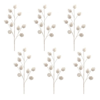 Silver Glittered Pinecone Christmas Spray Set