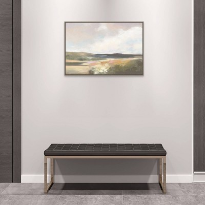 Dawn by the Water Neutral Landscape Canvas Print with Float Frame