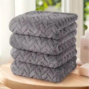 Attop Solid Color Towel Set of 4pcs, Ultra Soft Highly Absorbent, Perfect for Bathroom, Kitchen, and Daily Home Use - 1 of 4