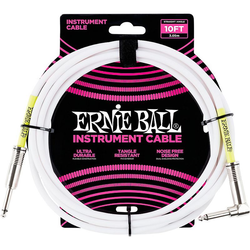 Ernie Ball Straight-Angle Instrument Cable - White, 1 of 4