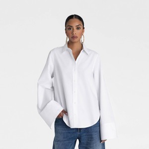 KBB by KAHLANA Women's Long Sleeve 'The A-Line Shirt' - White - 1 of 3