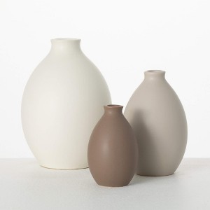 Sullivans 7.75", 5.5" & 4.25" Matte Teardrop Vase Set of 3, Ceramic - 1 of 4