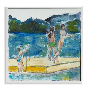 Stupell Industries Kids on Swimming Dock Abstract, 12" x 12" - 1 of 4