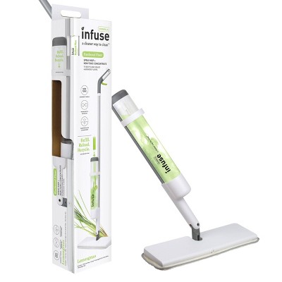 Casabella Infuse Hardwood Floor Spray Mop Kit - 1 Mop 1 Reusable Mop Pad 1 Floor Cleaner Concentrate - Lemongrass
