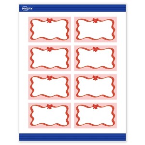 Avery Business Cards, 2" x 3.5", Gold-Pink Bow, Matte, 80ct - 1 of 4