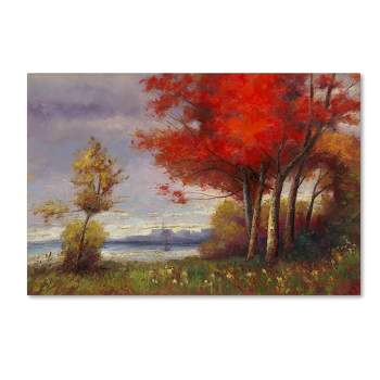 22" x 32" Landscape with Red Trees by Daniel Moises - Trademark Fine Art