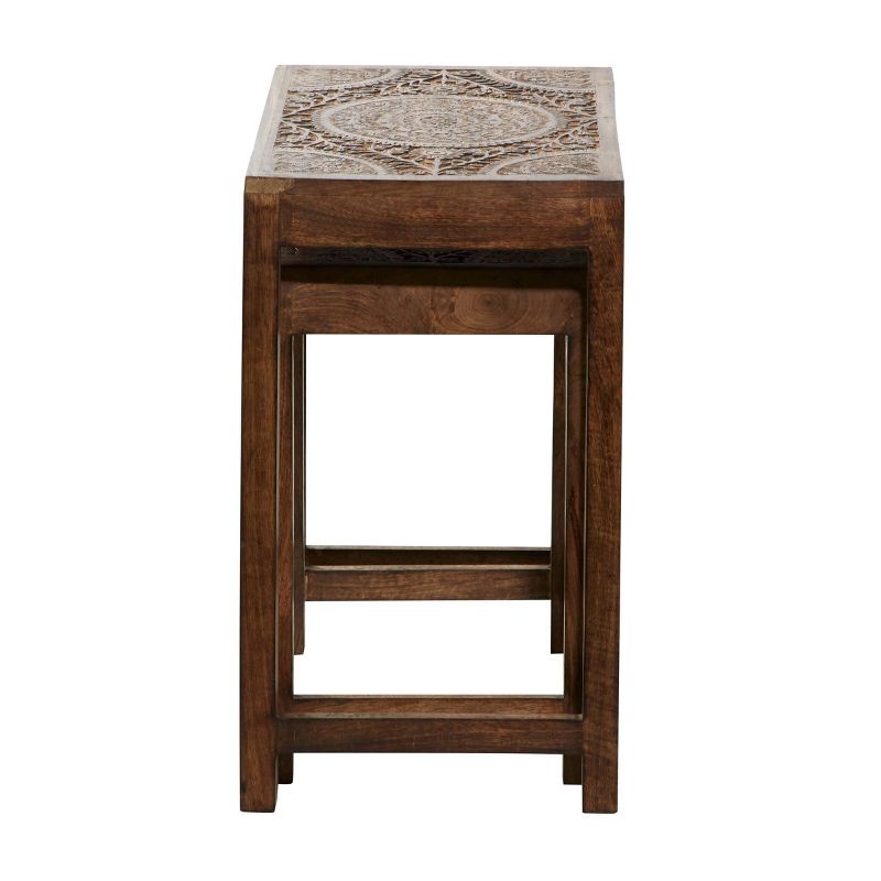 Set of 2 Eclectic Wood Accent Table - Olivia & May, 4 of 27