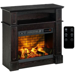 Kumasinova 32 Inch Electric Fireplace 3D Realistic LED Flame Heater Fireplace with Remote Control & Top Shelf,1400W Heat,Black - 1 of 4