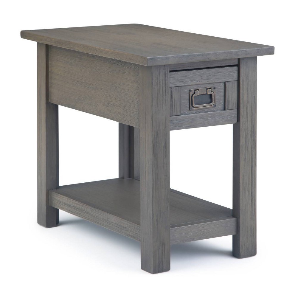 Photos - Coffee Table 14" Garret Narrow Side Table Gray - WyndenHall: Mid-Century Modern, Acacia Wood, Metal Hardware