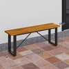 Outdoor Bench, 2-Person Backless Garden Bench, Acacia Wood Patio Bench Loveseat with Slatted Seat for Porch, Park - 3 of 4