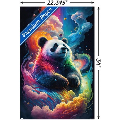 Cosmic Neon Panda Multicolor Poster with White Mounts Bundle