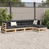 vidaXL Patio Sofa Set - Modular Wooden Outdoor Lounge Furniture, Pine Wood, Cushions in Anthracite, 5-Piece Set for Garden, Terrace, Yard - 3 of 4