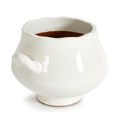 Small White Ceramic Footed Cachepot Planter