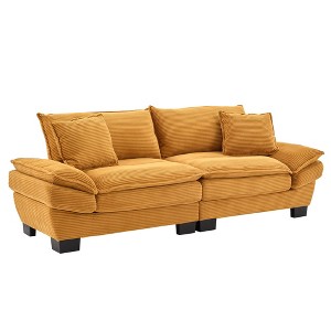 TiramisuBest Corduroy Sofa Sleeper Couch Loveseat Sofa with Pillows Comfy Upholstered Deep Seat Sofa for Bedroom, Modular Sectional Sofa wit - 1 of 4