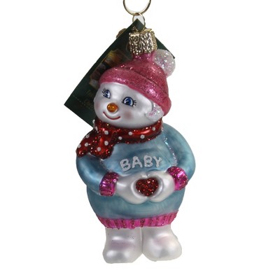 Old World Christmas 4.0" Expectant Snowlady Bundle Of Joy  -  Tree Ornaments