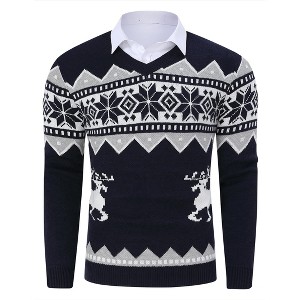 Men's Christmas Sweater Pullover Knitted Long Sleeve Ugly Soft Knitted Sweaters - 1 of 4