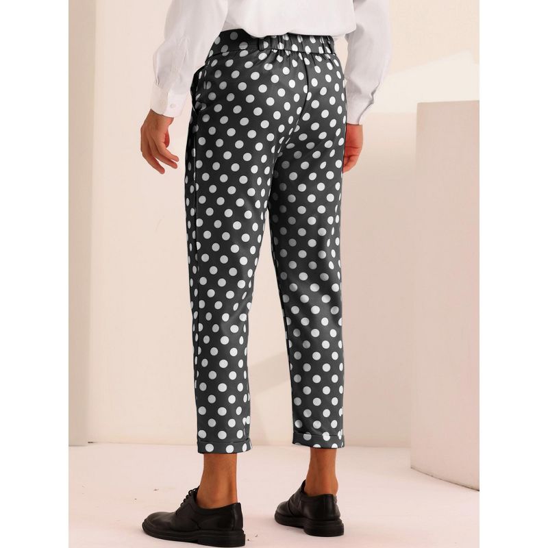 Lars Amadeus Men's Pleated Front Polka Dots Printed Cropped Dress Pants, 3 of 6