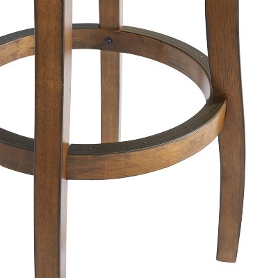 Classic 26'' Brown Rubberwood Swivel Backless Bar Stool