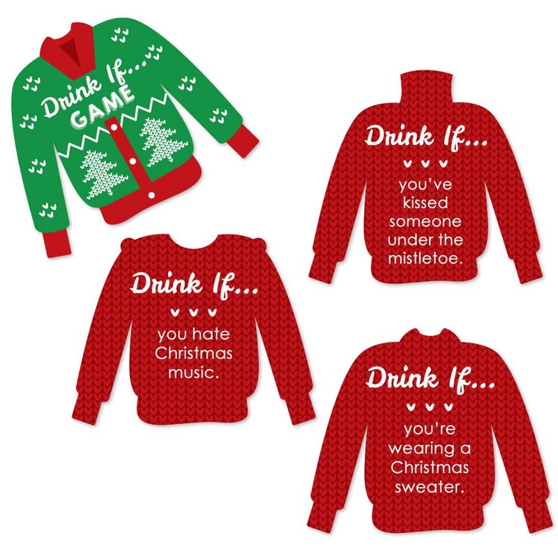 Big Dot of Happiness Drink If Game - Ugly Sweater - Christmas and Holiday Party Game - 24 Count, 1 of 9