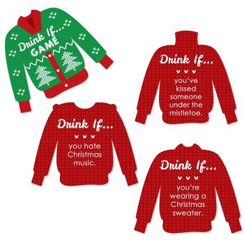 Big Dot of Happiness Drink If Game - Ugly Sweater - Christmas and Holiday Party Game - 24 Count